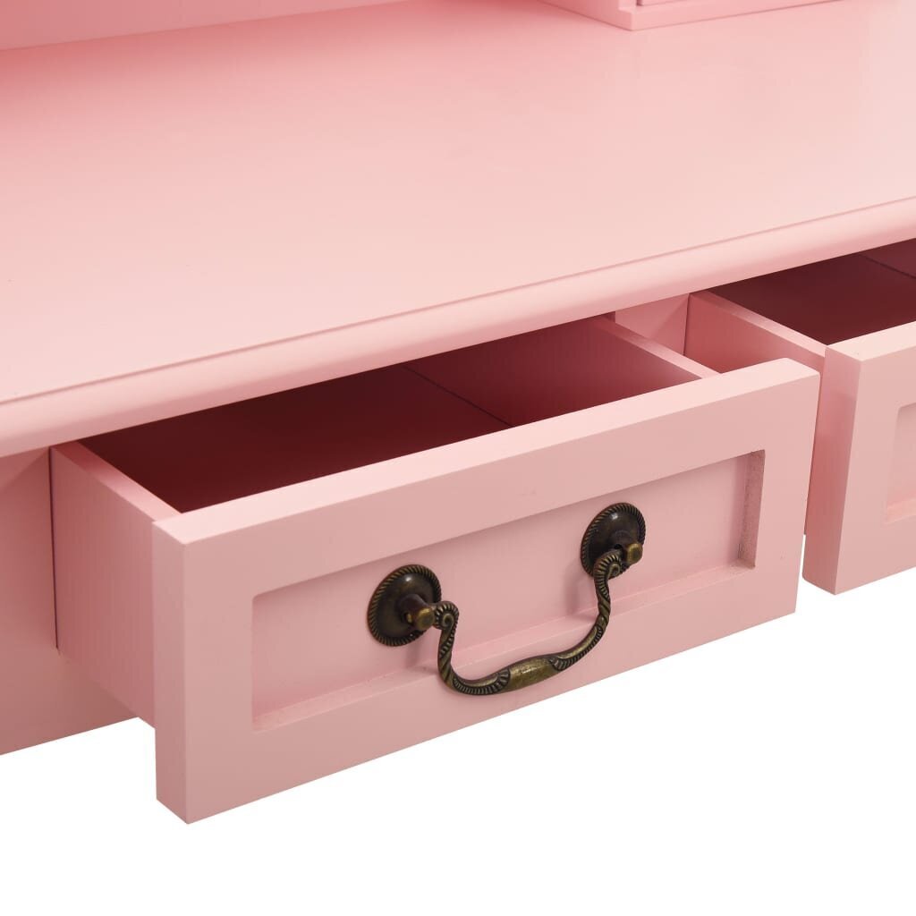 vidaXL tualettlaud taburetiga, roosa, 80 x 69 x 141 cm, Paulownia puit hind ja info | Tualettlauad | kaup24.ee