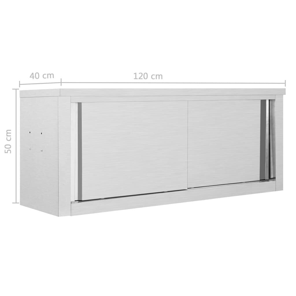 vidaXL köögi seinakapp liugustega, 120 x 40 x 50 cm, roostevaba teras цена и информация | Köögikapid | kaup24.ee