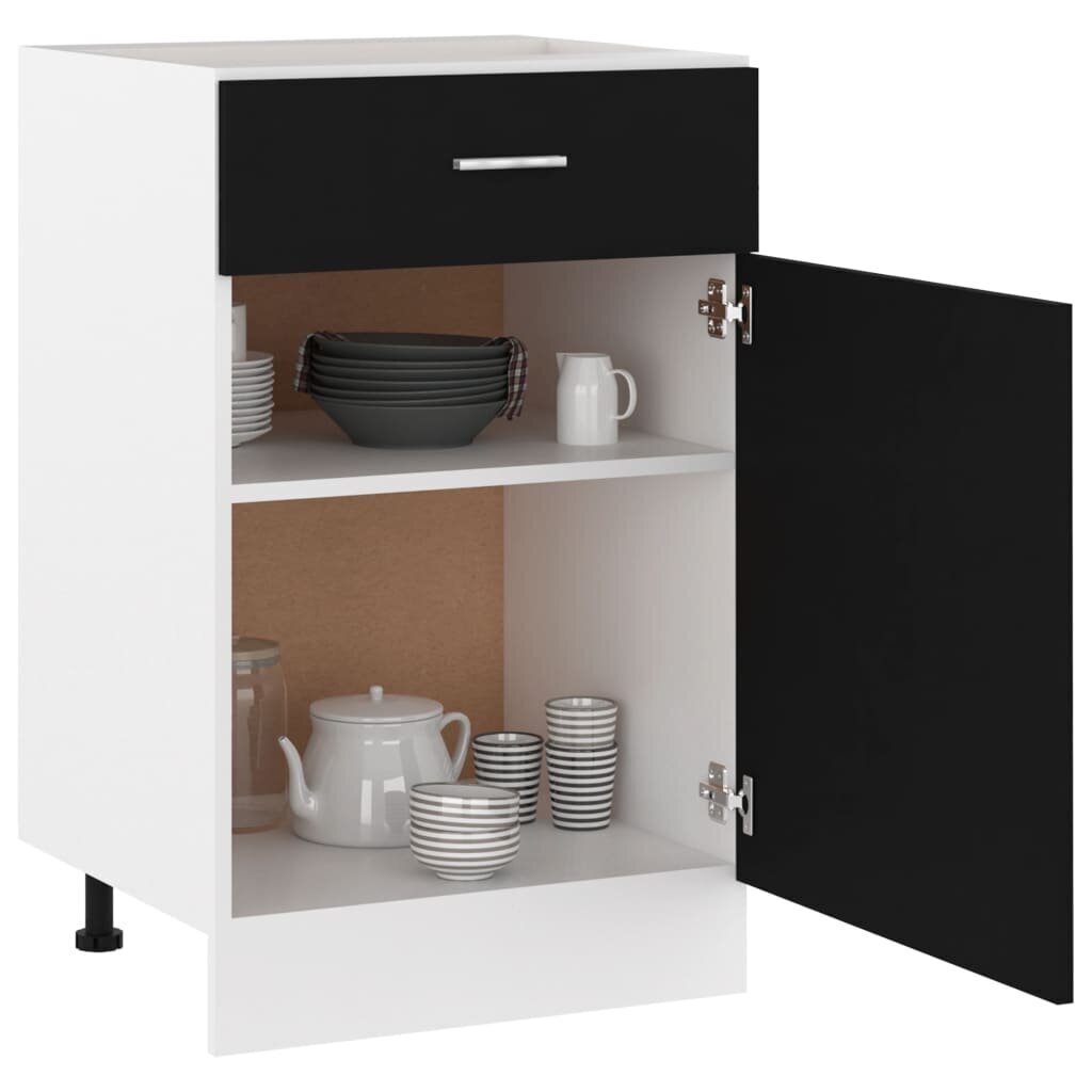 vidaXL sahtliga alumine köögikapp, must, 50x46x81,5 cm, puitlaastplaat hind ja info | Köögikapid | kaup24.ee