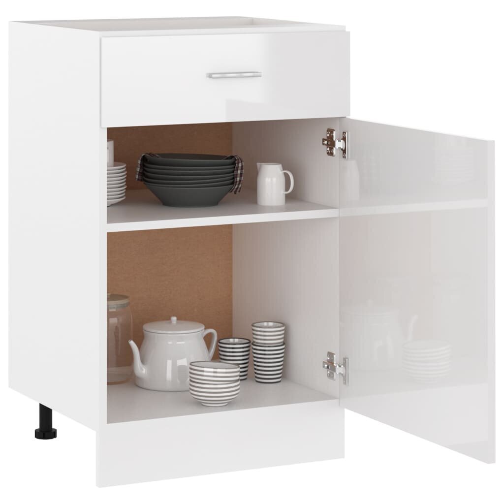 vidaXL köögikapp, kõrgläikega valge, 50 x 46 x 81,5 cm, puitlaastplaat hind ja info | Köögikapid | kaup24.ee