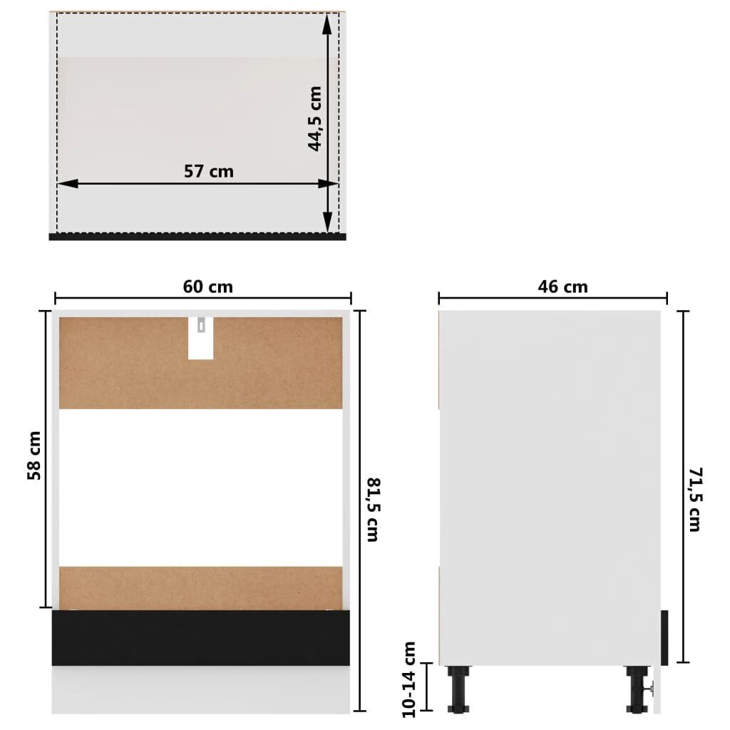 vidaXL ahjukapp, must, 60 x 46 x 81,5 cm, puitlaastplaat hind ja info | Köögikapid | kaup24.ee