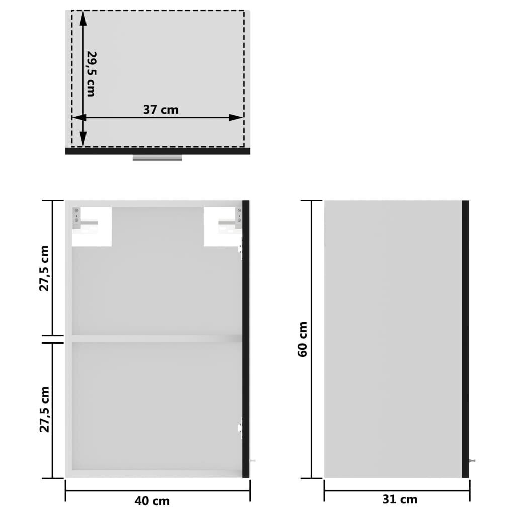 vidaXL köögikapp, must, 40 x 31 x 60 cm, puitlaastplaat цена и информация | Köögikapid | kaup24.ee