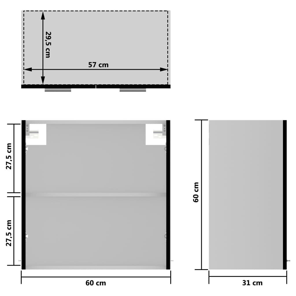 vidaXL köögikapp, must, 60 x 31 x 60, puitlaastplaat hind ja info | Köögikapid | kaup24.ee