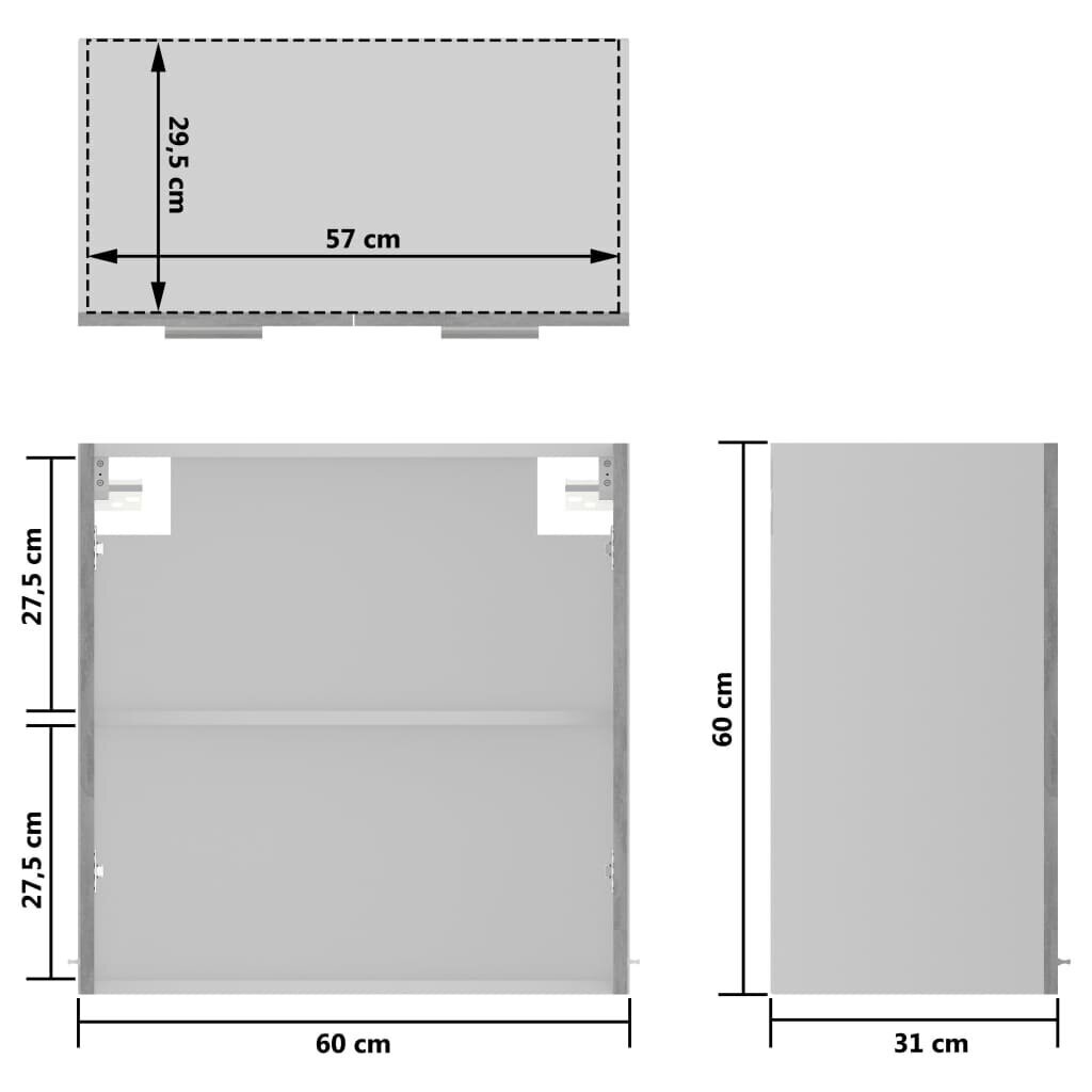 vidaXL köögikapp, betoonhall, 60 x 31 x 60 cm, puitlaastplaat hind ja info | Köögikapid | kaup24.ee