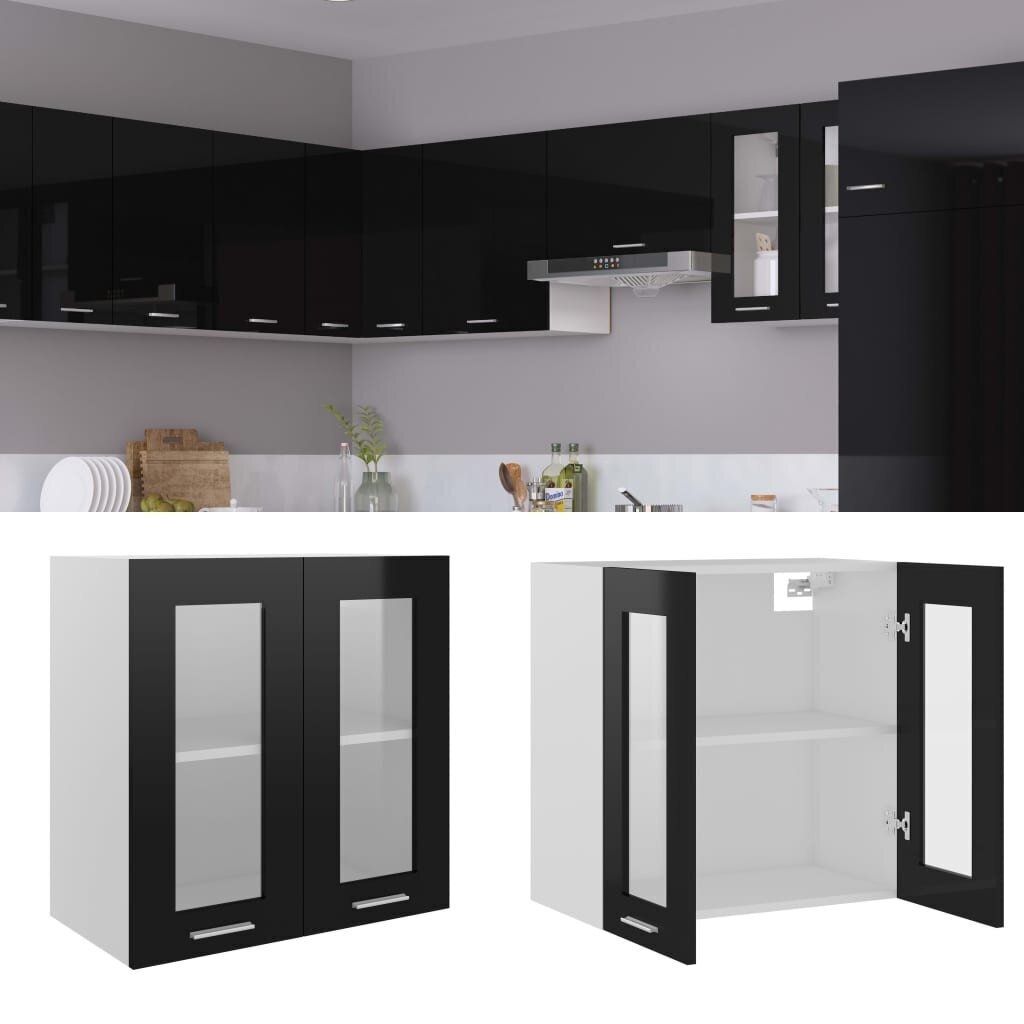 vidaXL köögikapp, kõrgläikega must, 60 x 31 x 60, puitlaastplaat цена и информация | Köögikapid | kaup24.ee