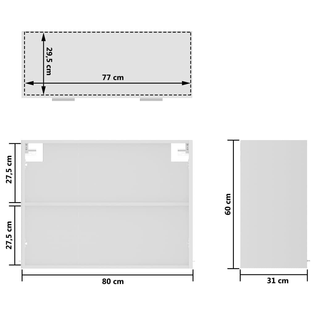 vidaXL seinakapp, valge, 80 x 31 x 60 cm, puitlaastplaat hind ja info | Köögikapid | kaup24.ee