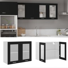 vidaXL klaasustega seinakapp, must, 80 x 31 x 60 cm, puitlaastplaat цена и информация | Кухонные шкафчики | kaup24.ee