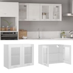 vidaXL klaasustega seinakapp, valge, 80 x 31 x 60 cm, puitlaastplaat hind ja info | Köögikapid | kaup24.ee