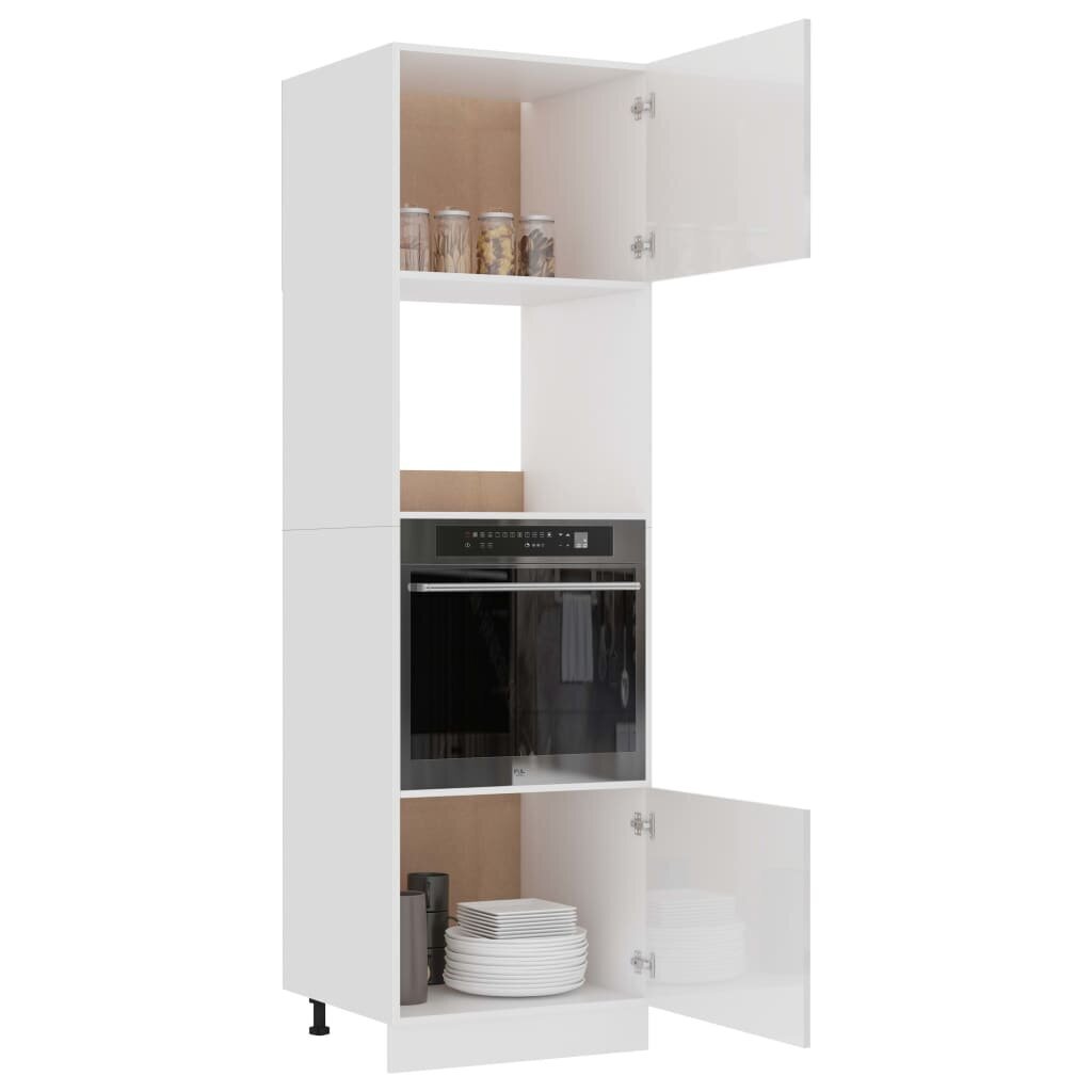 vidaXL köögikapp, kõrgläikega valge, 60 x 57 x 207 cm puitlaastplaat цена и информация | Köögikapid | kaup24.ee