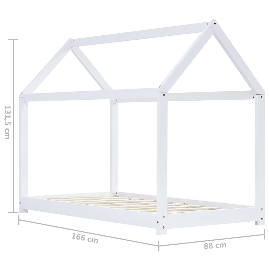 vidaXL lastevoodi raam, valge, männipuit, 80 x 160 cm hind ja info | Lastevoodid | kaup24.ee