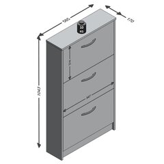 FMD kingakapp 3 kaldus sektsiooniga, valge цена и информация | Полки для обуви, банкетки | kaup24.ee