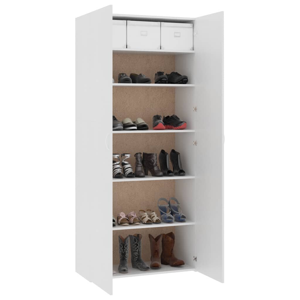 vidaXL kingakapp, valge, 80 x 35,5 x 180 cm, puitlaastplaat hind ja info | Jalatsikapid, jalatsiriiulid | kaup24.ee
