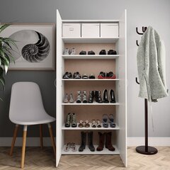 vidaXL kingakapp, valge, 80 x 35,5 x 180 cm, puitlaastplaat hind ja info | Jalatsikapid, jalatsiriiulid | kaup24.ee