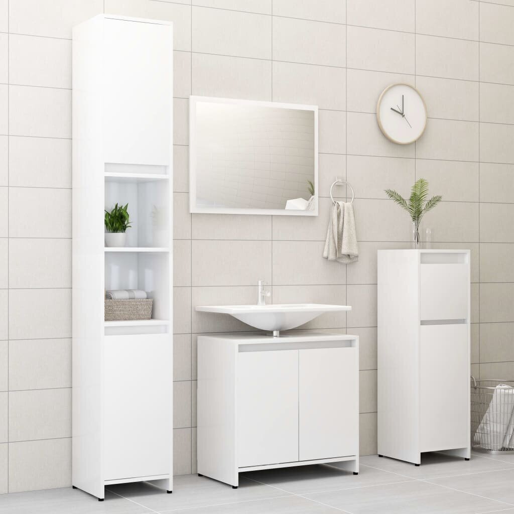 vidaXL vannitoakapp kõrgläikega valge 60 x 33 x 58 cm puitlaastplaat hind ja info | Vannitoakapid | kaup24.ee