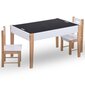 vidaXL kolmeosaline laste kriiditahvliga laud ja toolid must ja valge цена и информация | Laste lauad ja toolid | kaup24.ee
