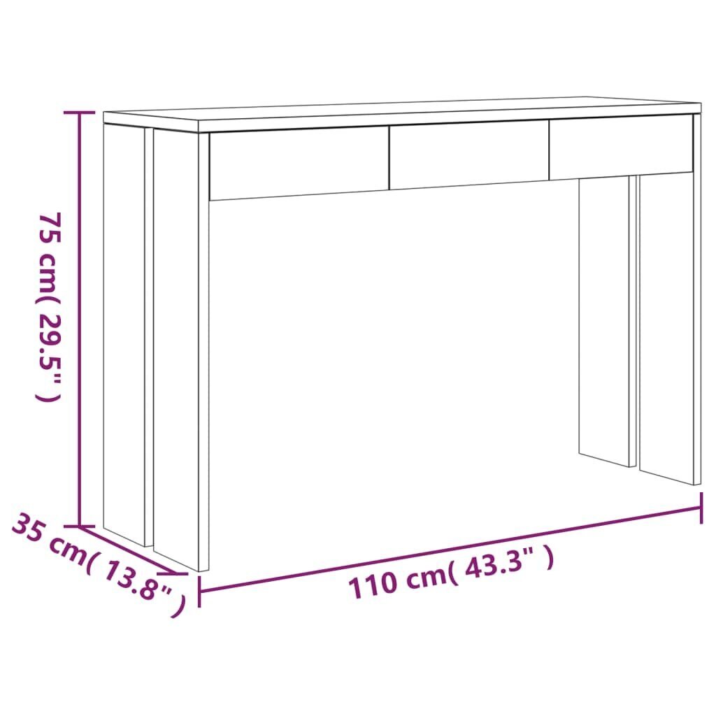 vidaXL konsoollaud, 110 x 35 x 75 cm, tiikpuu цена и информация | Konsoollauad | kaup24.ee