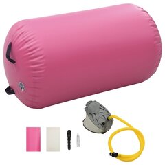 vidaXL täispumbatav võimlemisrull pumbaga 100x60 cm PVC roosa цена и информация | Товары для йоги | kaup24.ee