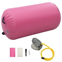 vidaXL täispumbatav võimlemisrull pumbaga 120x90 cm PVC roosa цена и информация | Товары для йоги | kaup24.ee