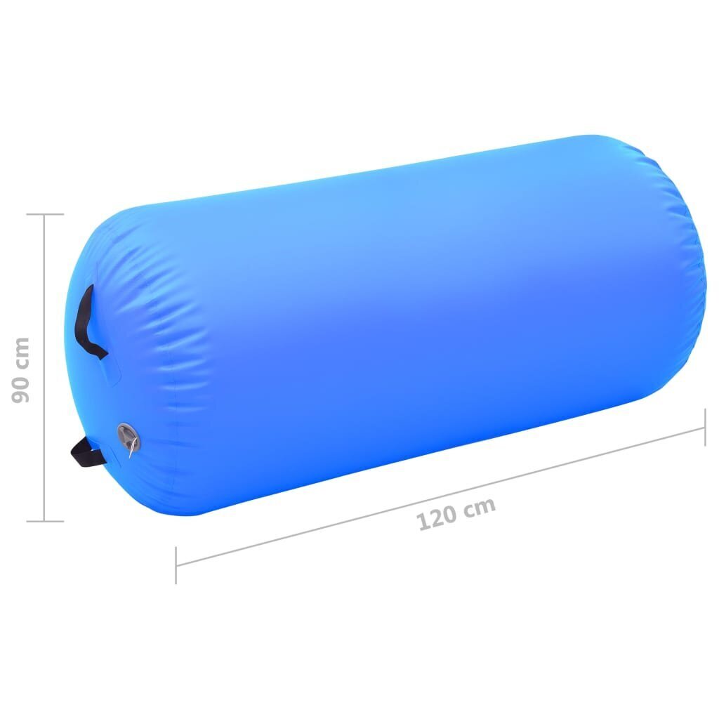 vidaXL täispumbatav võimlemisrull pumbaga 120x90 cm PVC sinine hind ja info | Joogatarvikud | kaup24.ee