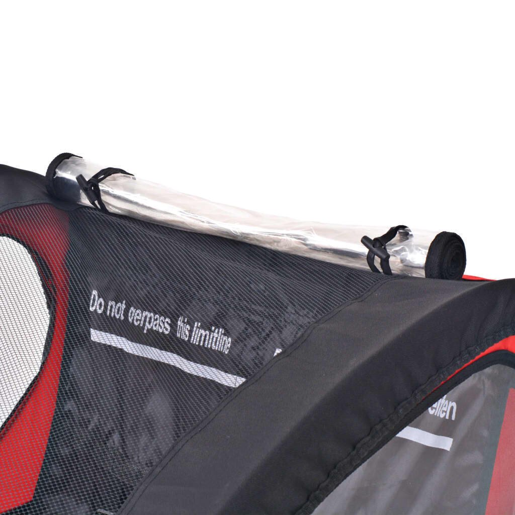 vidaXL laste jalgrattahaagis punane ja must, 30 kg цена и информация | Jalgrattakärud | kaup24.ee