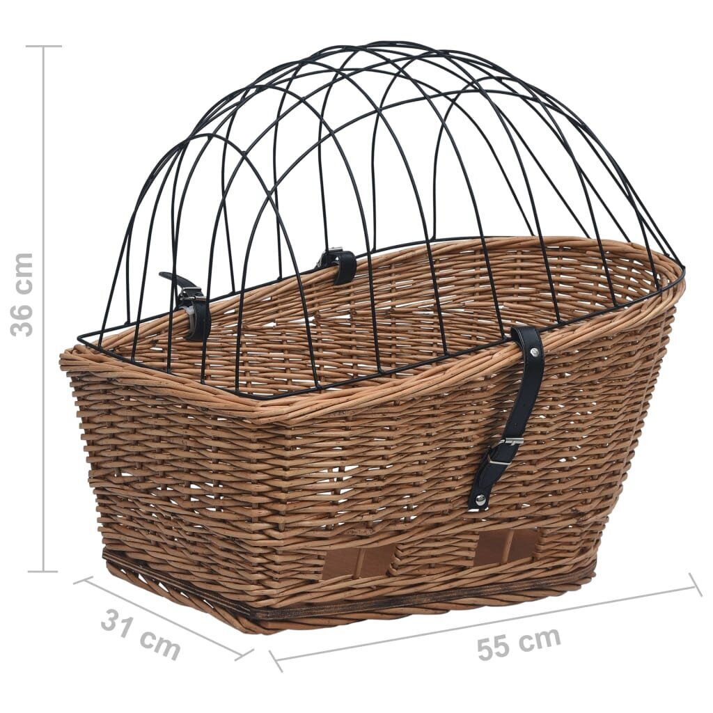 vidaXL ratta tagakorv kattega, 55 x 31 x 36 cm, naturaalne paju hind ja info | Pakiraamid | kaup24.ee