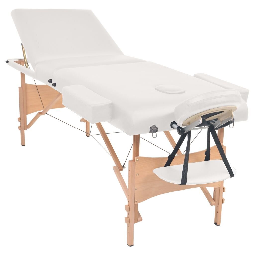 vidaXL 3-tsooniline kokkupandav massaažilaud ja -tool 10 cm, valge hind ja info | Massaažikaubad | kaup24.ee