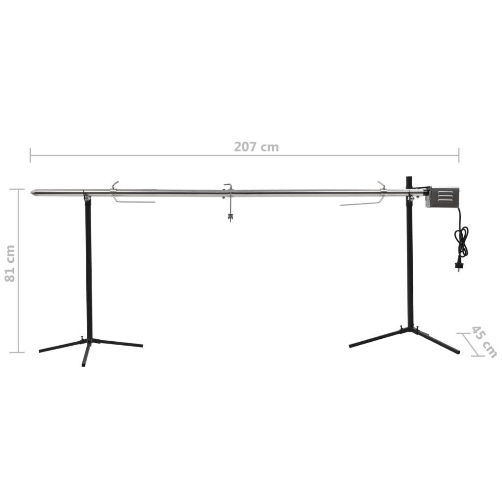 vidaXL automaatne grill, mootoriga, roostevaba teras 207 x 45 x 81 cm hind ja info | Grillid | kaup24.ee