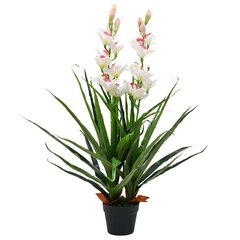 vidaXL kunsttaim tsümbiidium orhidee potiga, 100 cm, roheline hind ja info | Kunstlilled | kaup24.ee