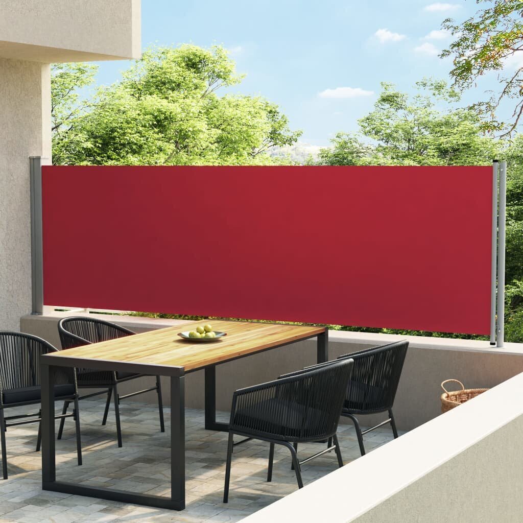 vidaXL lahtitõmmatav terrassi külgsein, 140 x 600 cm, punane hind ja info | Päikesevarjud, markiisid ja alused | kaup24.ee