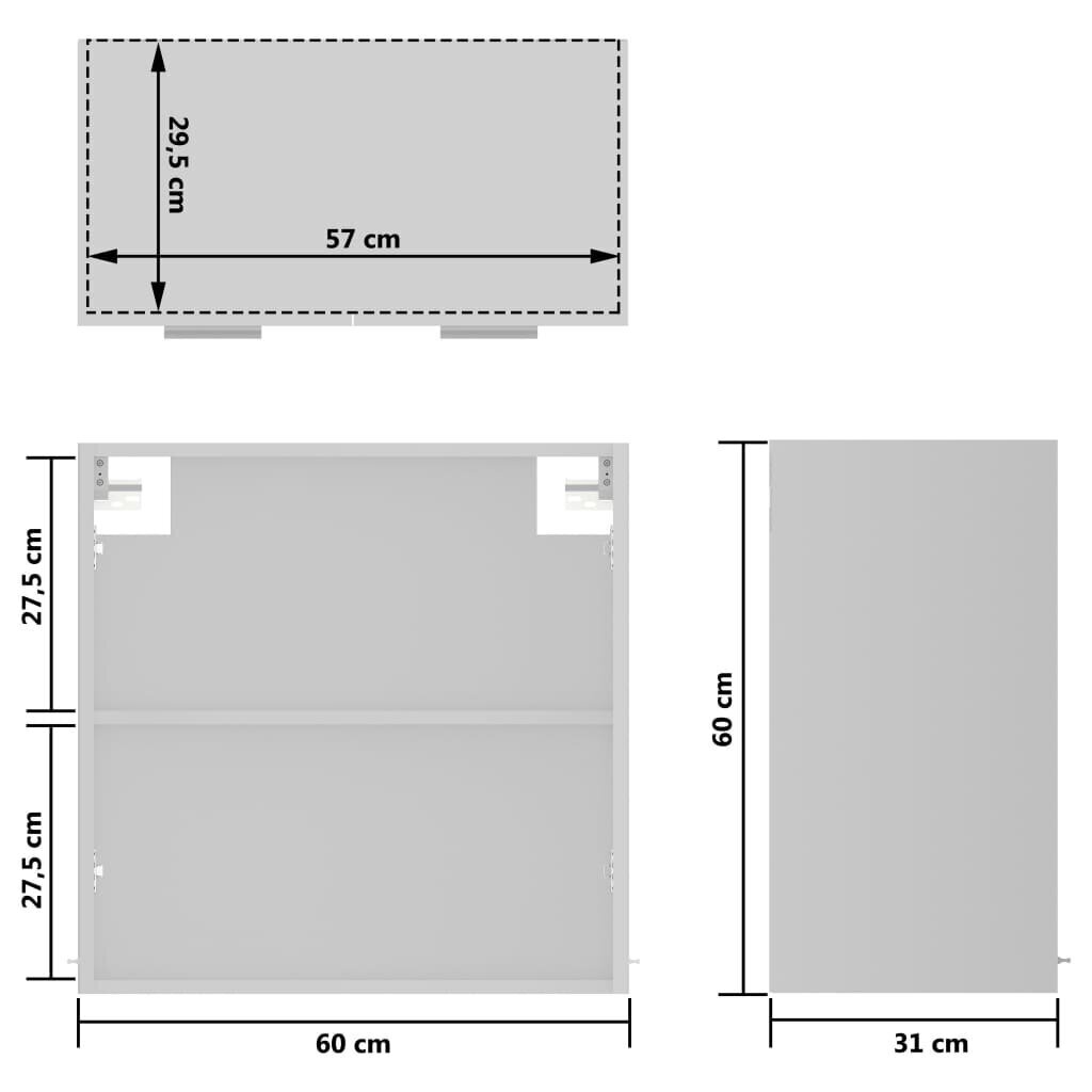 vidaXL köögikapp, valge, 60 x 31 x 60, puitlaastplaat цена и информация | Köögikapid | kaup24.ee