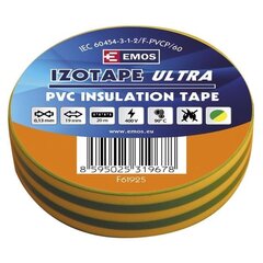 Insulating Tape PVC 19mm/20m green/yellow, EMOS hind ja info | Käsitööriistad | kaup24.ee