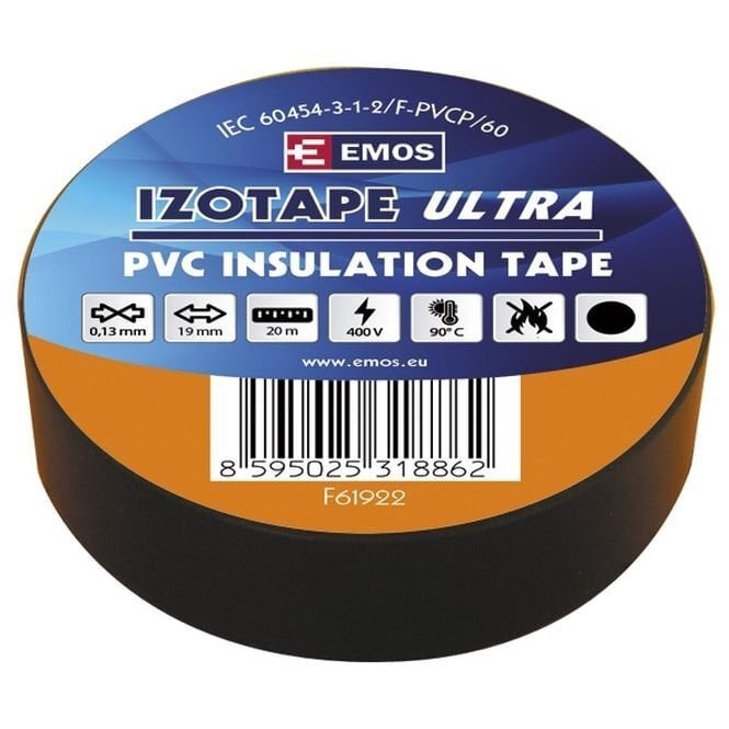 Electrical Insulation Tape PVC 0.13x19mm (20m), Black цена и информация | Käsitööriistad | kaup24.ee