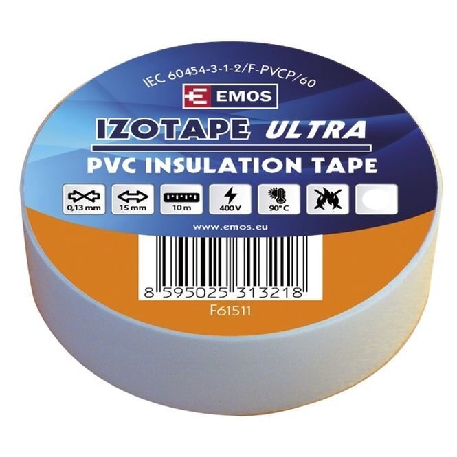 PVC isoleerteip IZOTAPE ULTRA 15/10 valge цена и информация | Käsitööriistad | kaup24.ee