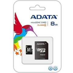 ADATA 8 GB, MicroSDHC, Flash memory clas цена и информация | Карты памяти | kaup24.ee