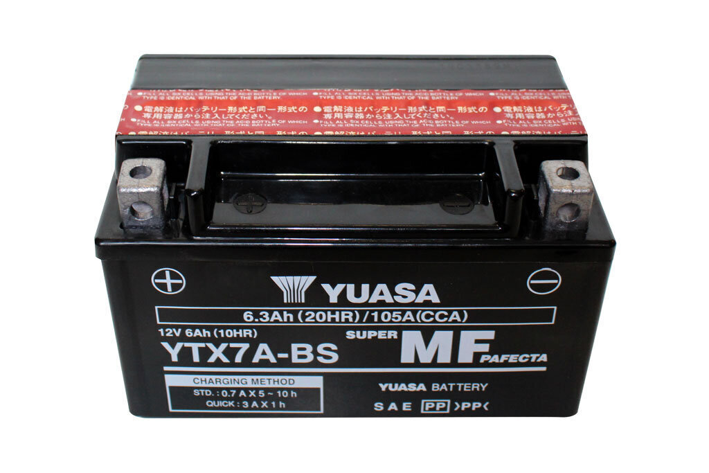 Aku mootorratastele Yuasa 12V 6Ah YTX7A-BS hind ja info | Mootorrataste akud | kaup24.ee