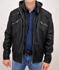 Кожаная мужская куртка Rogior 801, черная цена и информация | Мужские куртки | kaup24.ee