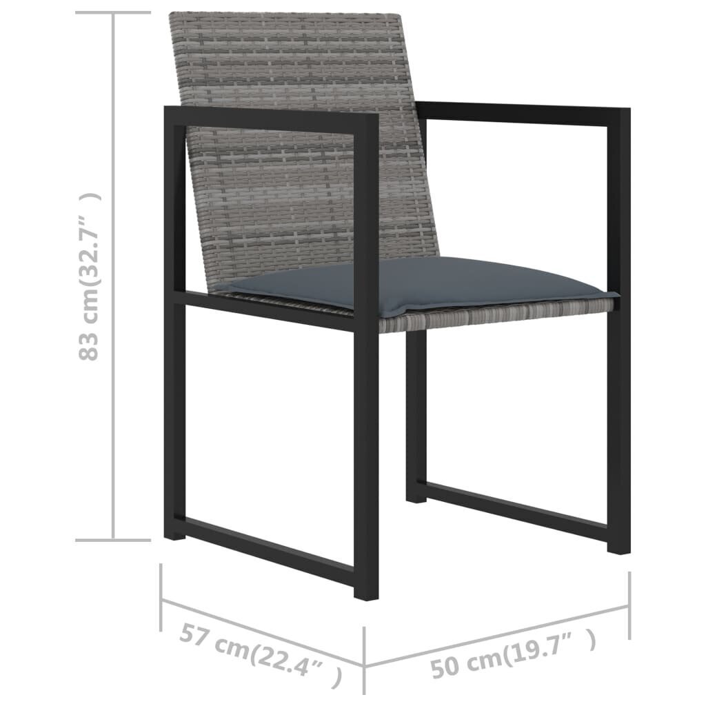 vidaXL 5-osaline aiamööblikomplekt patjadega, polürotang, hall цена и информация | Aiamööbli komplektid | kaup24.ee