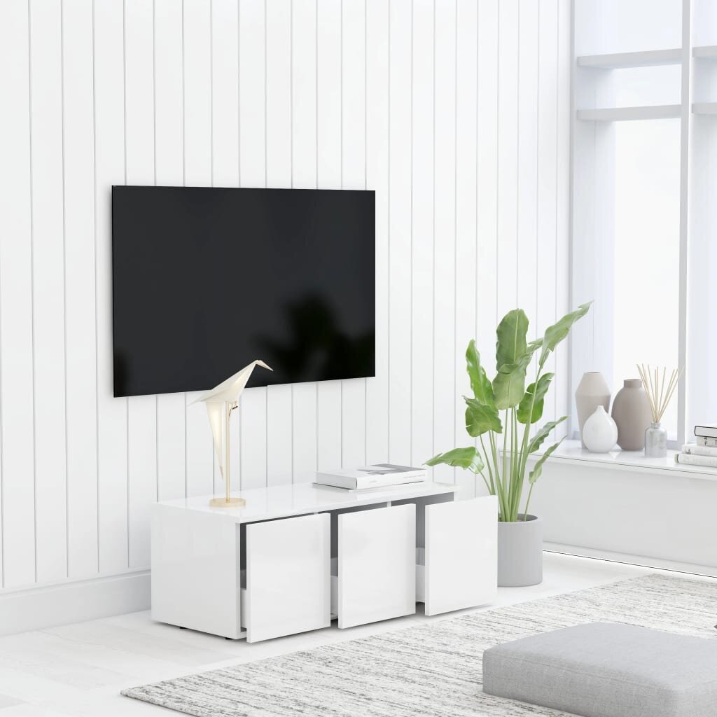 vidaXL telerikapp, valge, 80 x 34 x 30 cm, puitlaastplaat hind ja info | TV alused | kaup24.ee