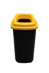 Черная урна для мусора с жёлтой открытой крышкой, 90 л цена и информация | Мусорные баки | kaup24.ee