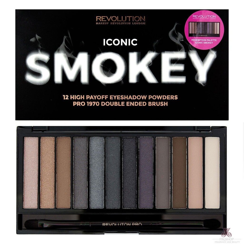 Lauvärvipalett Makeup Revolution London Iconic Smokey, 13g цена и информация | Ripsmetušid, lauvärvid, silmapliiatsid, seerumid | kaup24.ee