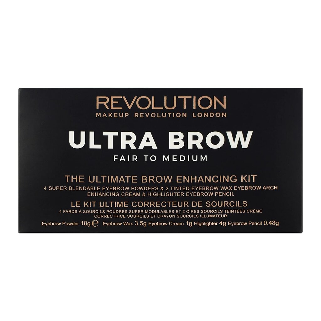 Kulmupalett Makeup Revolution London Ultra Brow 13 g hind ja info | Ripsmetušid, lauvärvid, silmapliiatsid, seerumid | kaup24.ee