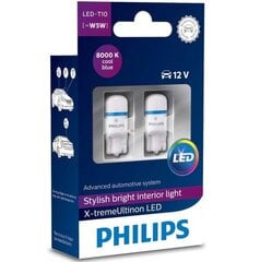 Philips W5W - T10 12V / 1W LED X-TREME VISION 8000K лампы (2 шт) цена и информация | Автомобильные лампочки | kaup24.ee