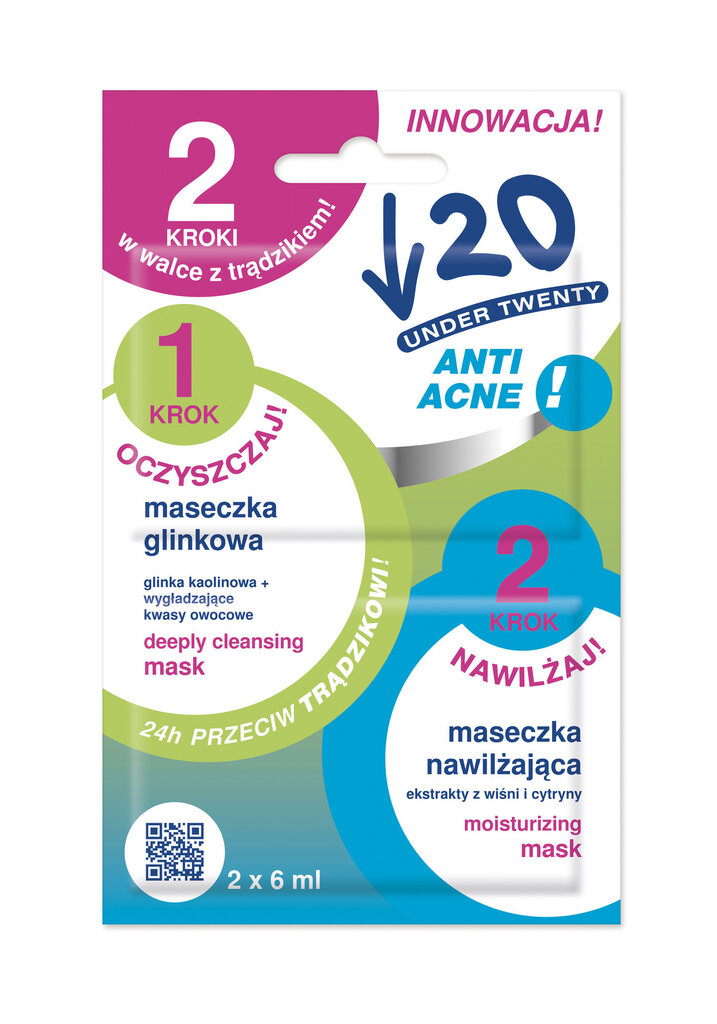 Niisutav savimask Lirene Under Twenty 2x6 ml цена и информация | Näomaskid, silmamaskid | kaup24.ee