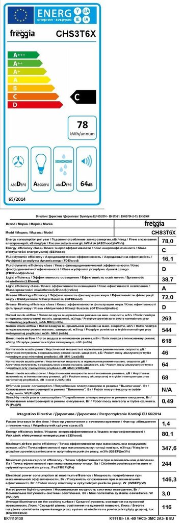 Freggia CHS3T6X цена и информация | Õhupuhastid | kaup24.ee