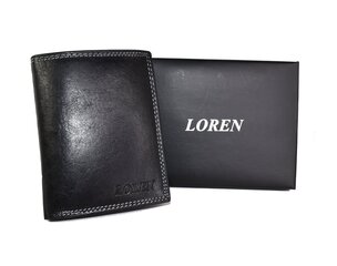 Meeste naturaalsest nahast rahakott Loren, must hind ja info | Meeste rahakotid | kaup24.ee