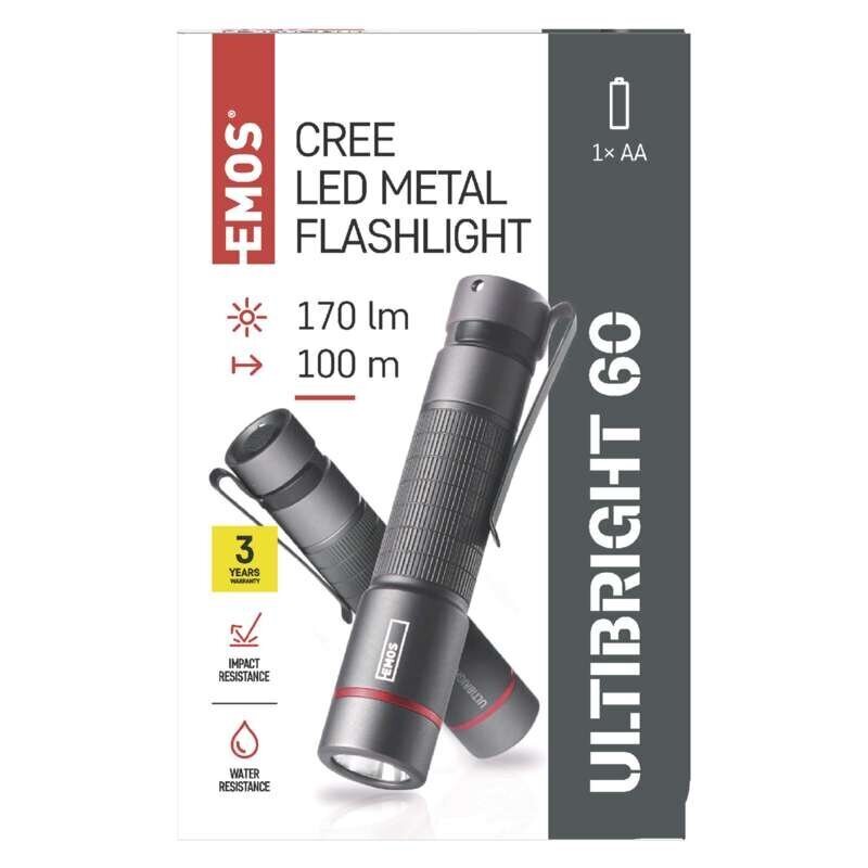Veekindel taskulamp Ultibright 60 CREE LED, metall, IP65, 170 lm, 100 m hind ja info | Taskulambid, prožektorid | kaup24.ee