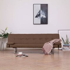 Диван-кровать с двумя подушками, коричневый цена и информация | Диваны | kaup24.ee
