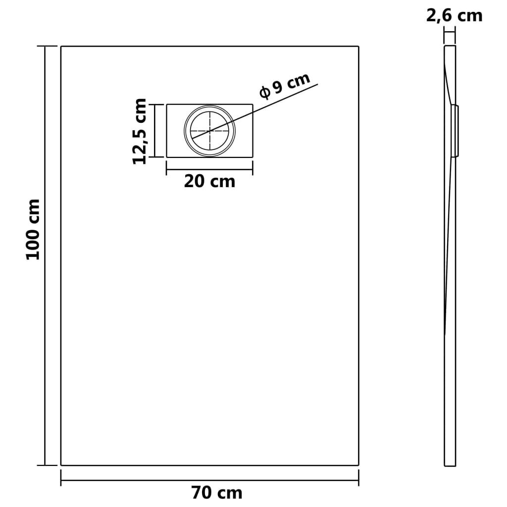 vidaXl dušialus, Smc, must, 100 x 70 cm hind ja info | Dušialused | kaup24.ee