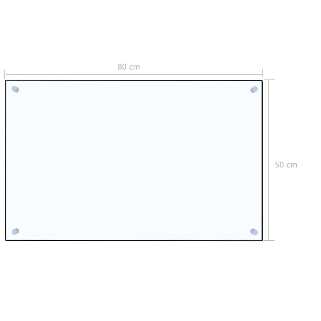 vidaXL köögi pritsmekaitse, läbipaistev, 80 x 50 cm, karastatud klaas цена и информация | Köögimööbli tarvikud | kaup24.ee