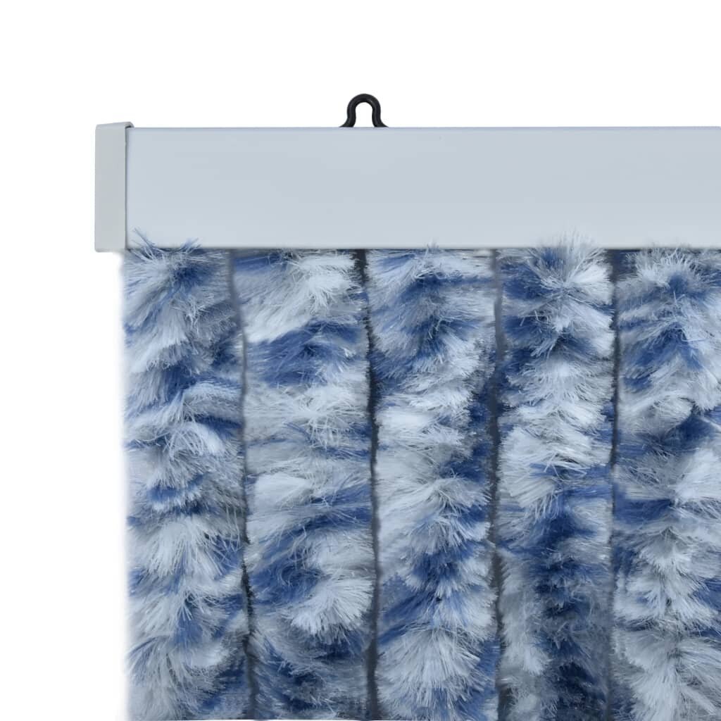vidaXL putukakardin sinine, valge ja hõbedane 90 x 220 cm, šenill цена и информация | Sääsevõrgud, putukavõrgud | kaup24.ee